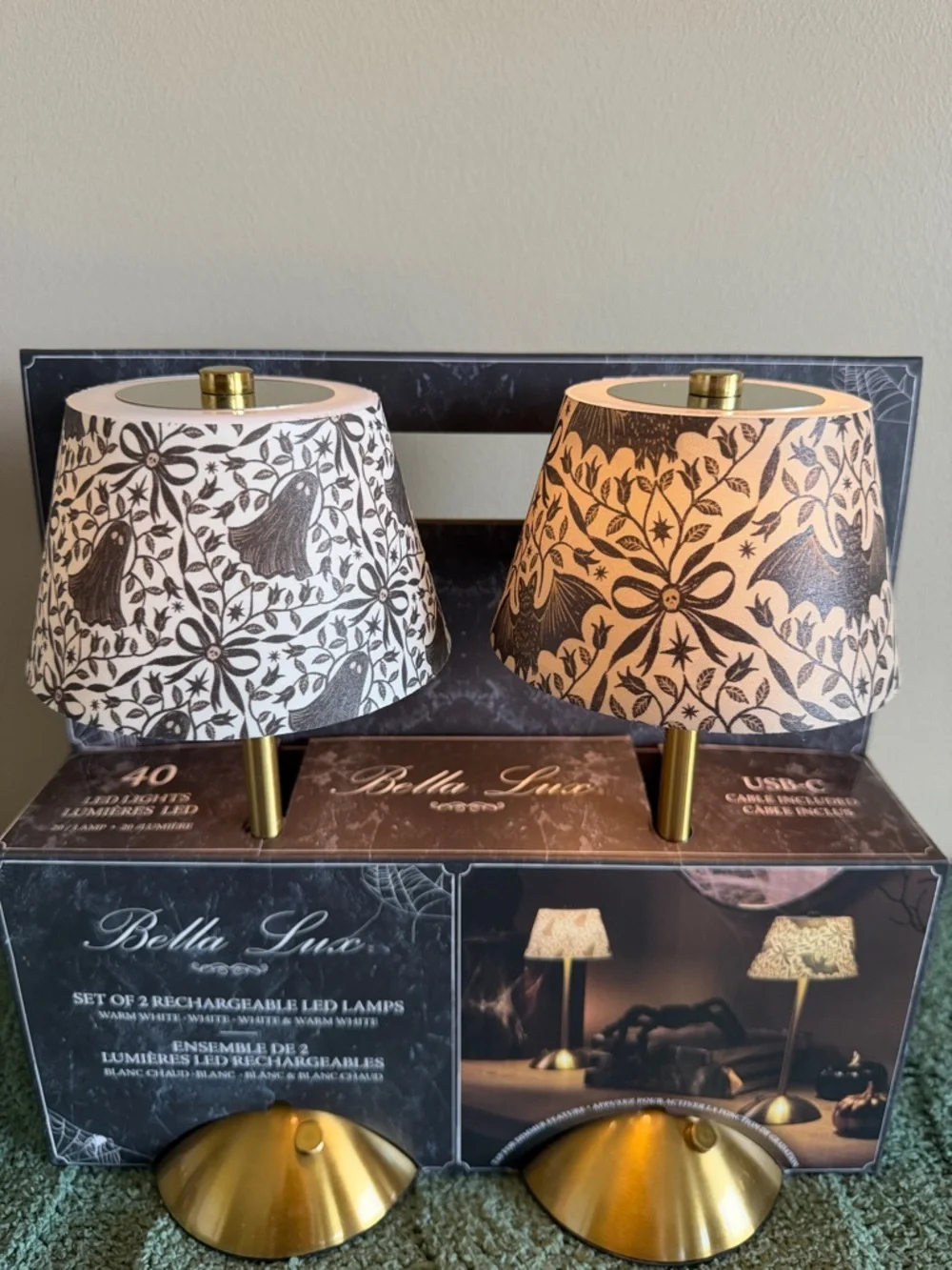 Bella Lux LED Lamps Halloween Ghost 👻 Bat 🦇 Rechargeable Warm White NEW!